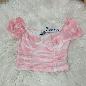 Pink Tie Dye Bustier Crop Top